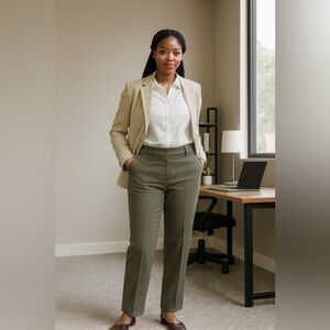 Jones Sport Olive Green Two-Way Stretch Twill Pintuck Pants Women's Size 10 NWT